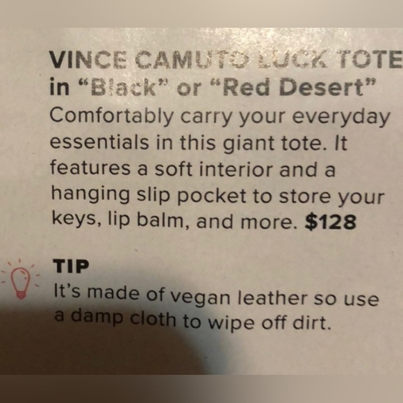 VINCE CAMUTO | 'LUCKY' LARGE VEGAN LEATHER TOTE - BRAND NEW! - Picture 11 of 12